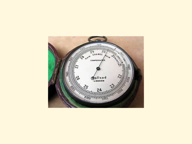 Close up view of barometer dial